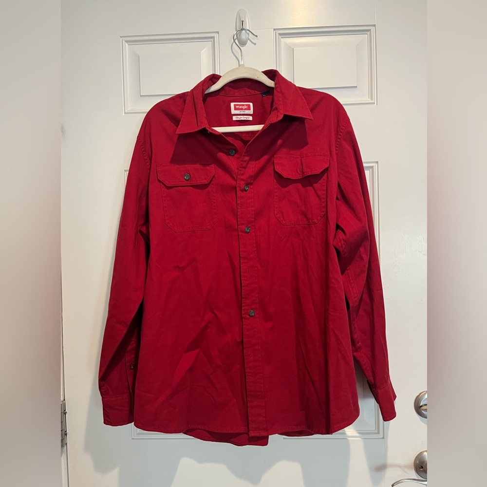 Wrangler Red Mens Ling Sleeve Shirt Med